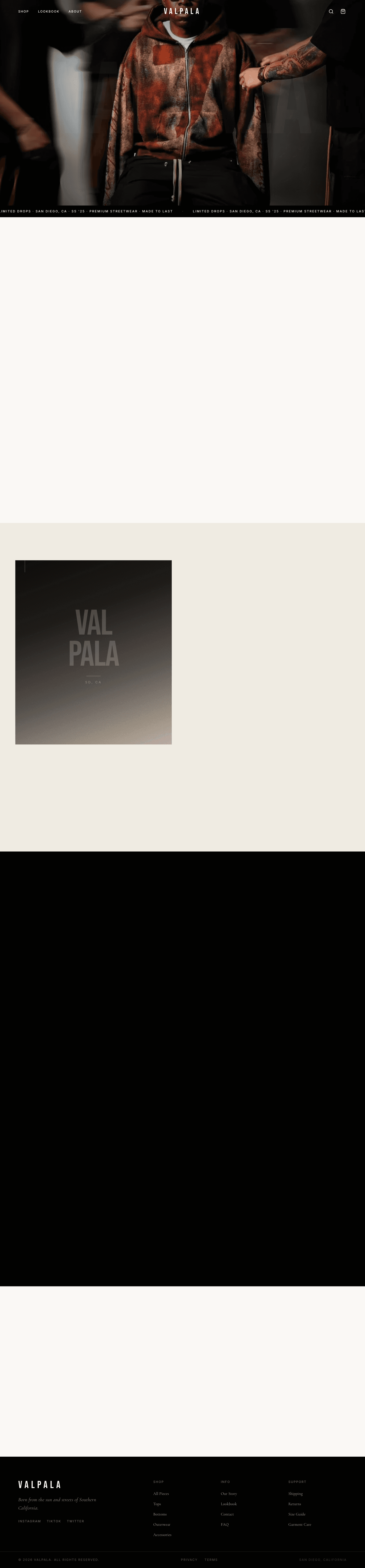 Valpala Clothing website screenshot